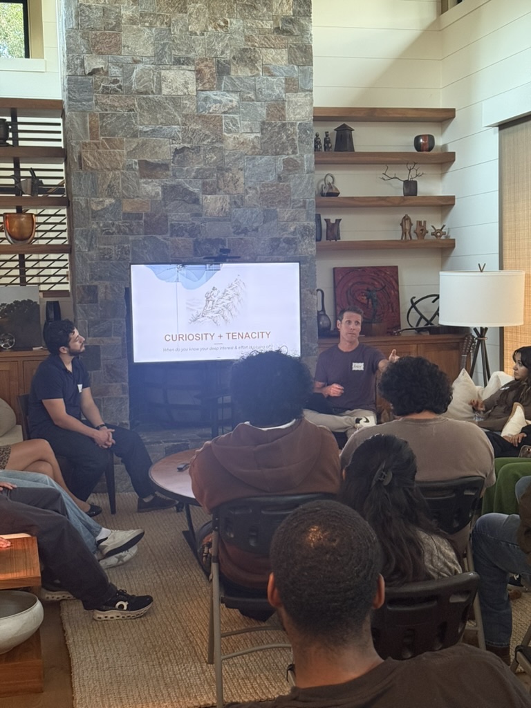 Andy Byrne speaking with Eastside alumni