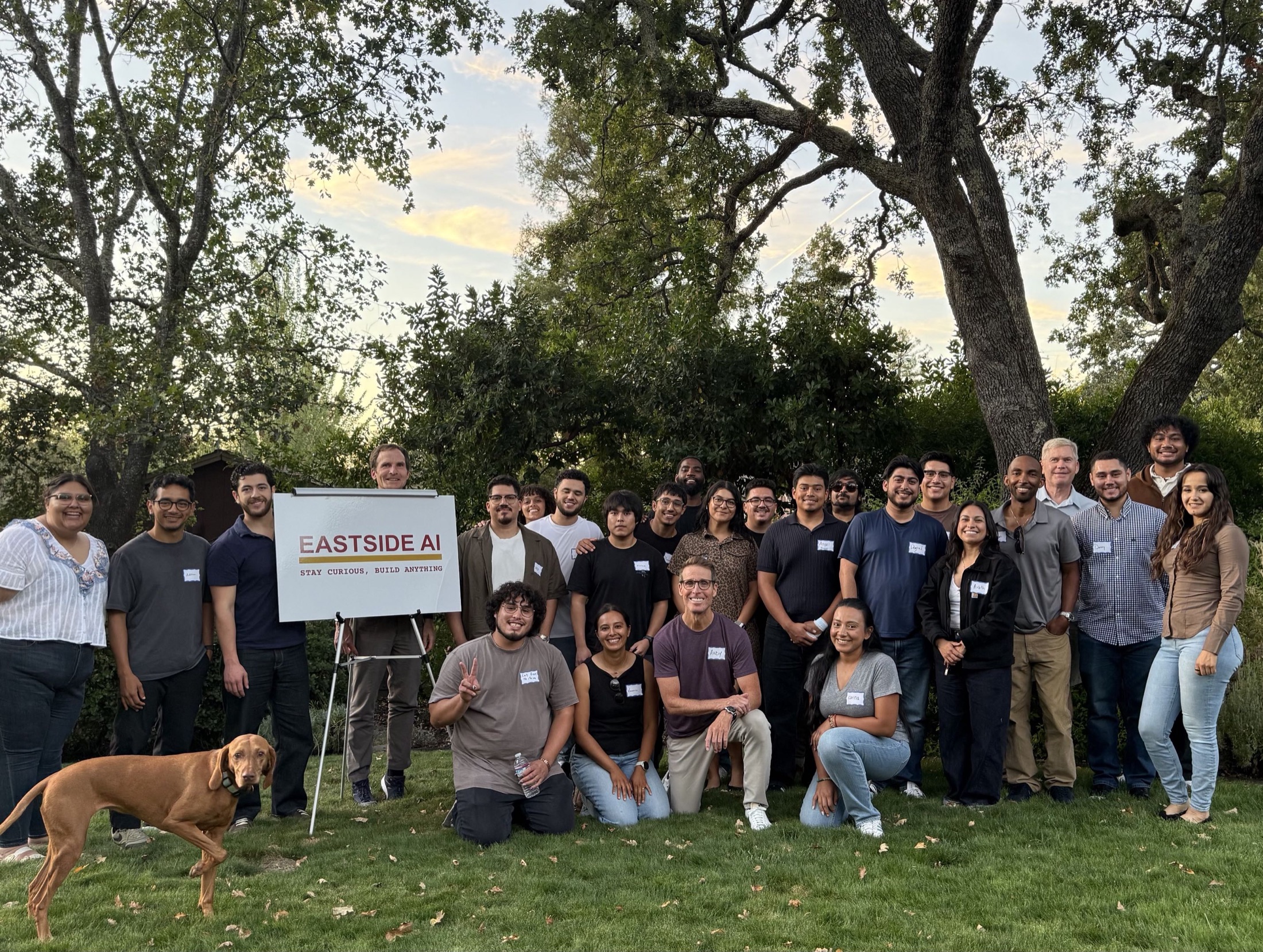 Eastside AI alumni gathered outdoors after the first community event